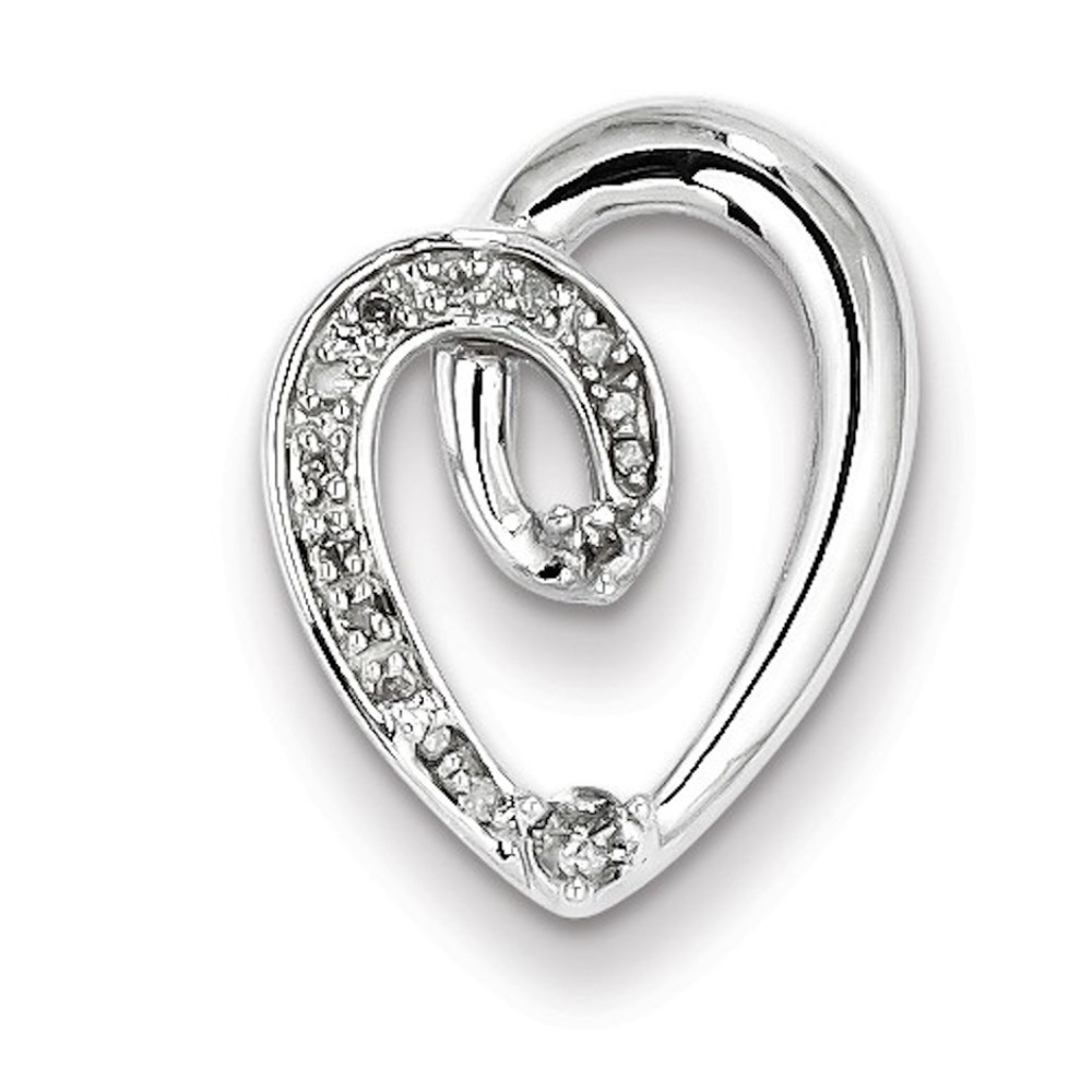 Sterling Silver Genuine Diamond Heart Pendant
